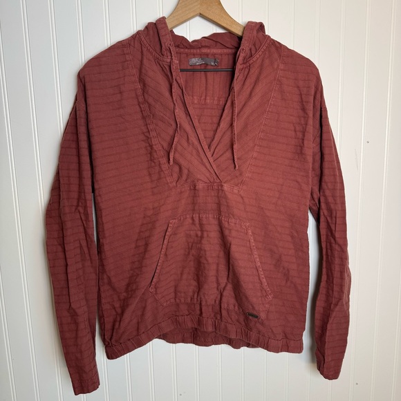 Prana Farin Hooded Pullover Organic Cotton Brick Red Women’s Size Medium - Picture 2 of 12